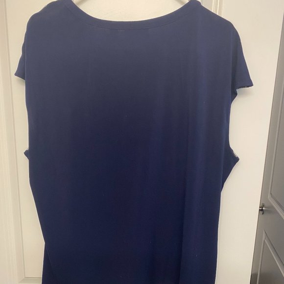 New York & Co. White lace and Navy striped top - Picture 2 of 2